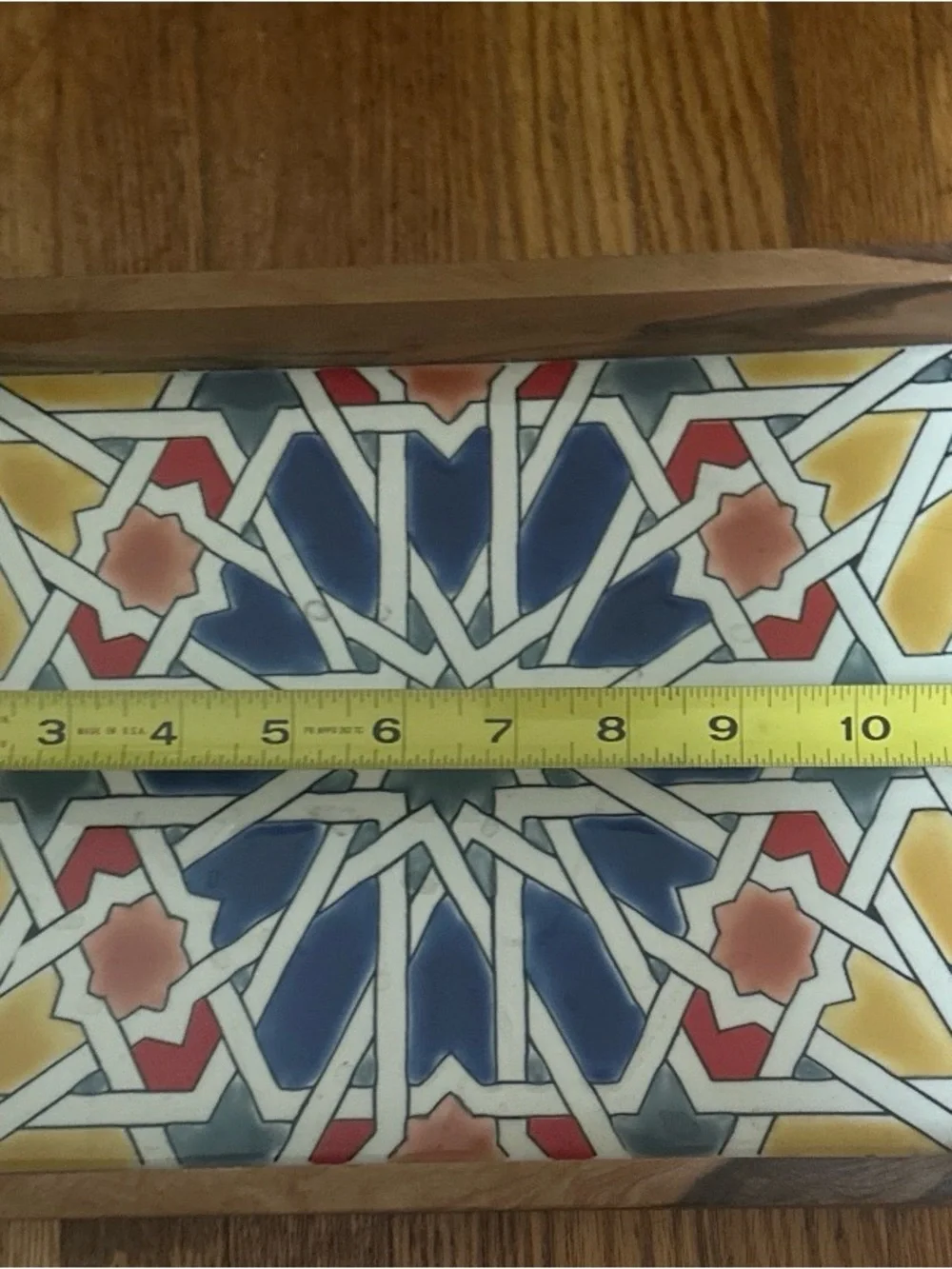 Handmade Geometric Decorative Tile Tray - Multicolor